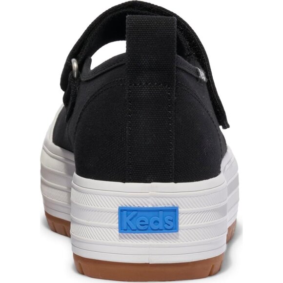 Elegant Black Canvas Womens Mary Jane Sneakers - Soft Footbed & Platform Height - Picture 3 of 6